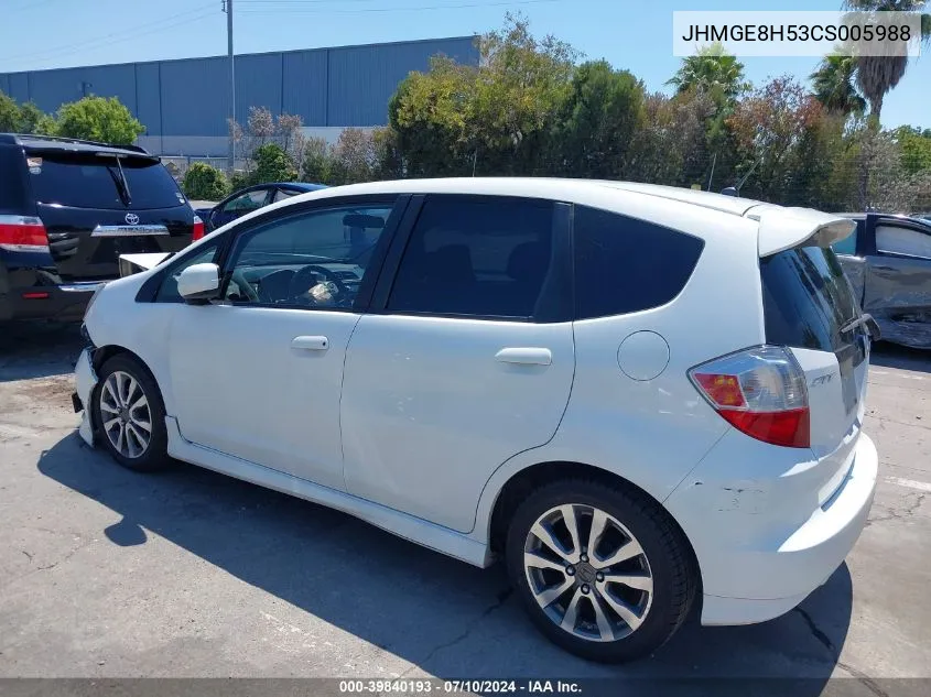 2012 Honda Fit Sport VIN: JHMGE8H53CS005988 Lot: 39840193