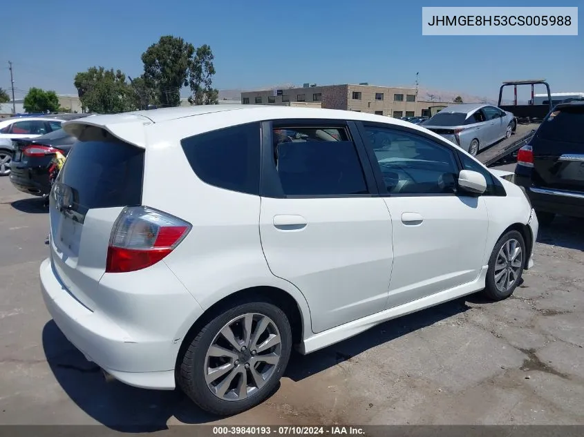 JHMGE8H53CS005988 2012 Honda Fit Sport