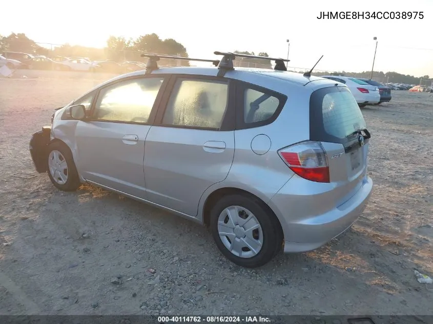 JHMGE8H34CC038975 2012 Honda Fit