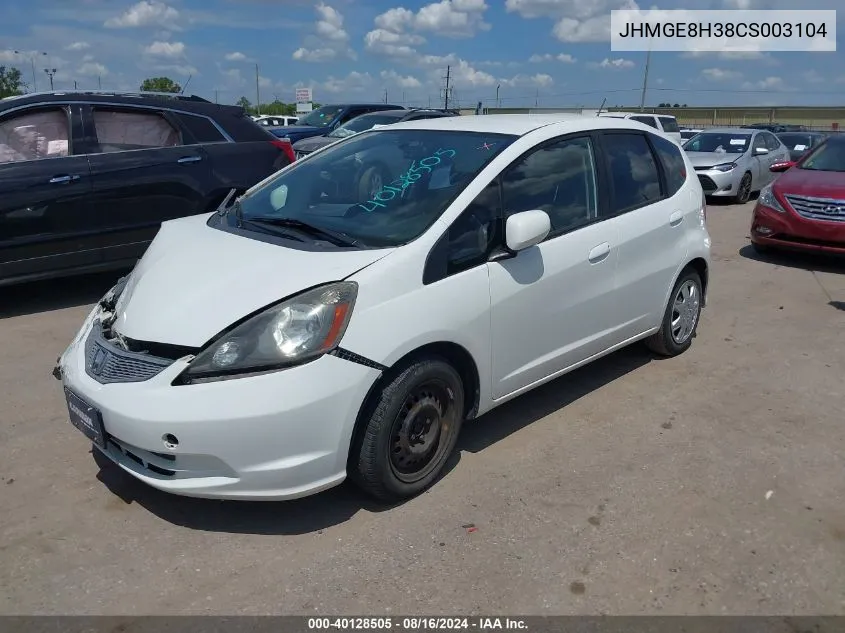 2012 Honda Fit VIN: JHMGE8H38CS003104 Lot: 40128505