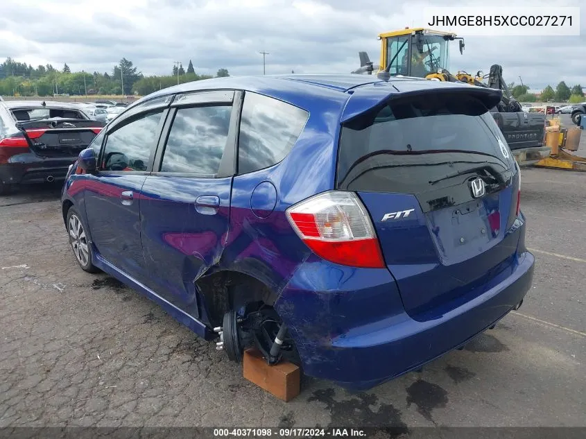 2012 Honda Fit Sport VIN: JHMGE8H5XCC027271 Lot: 40371098