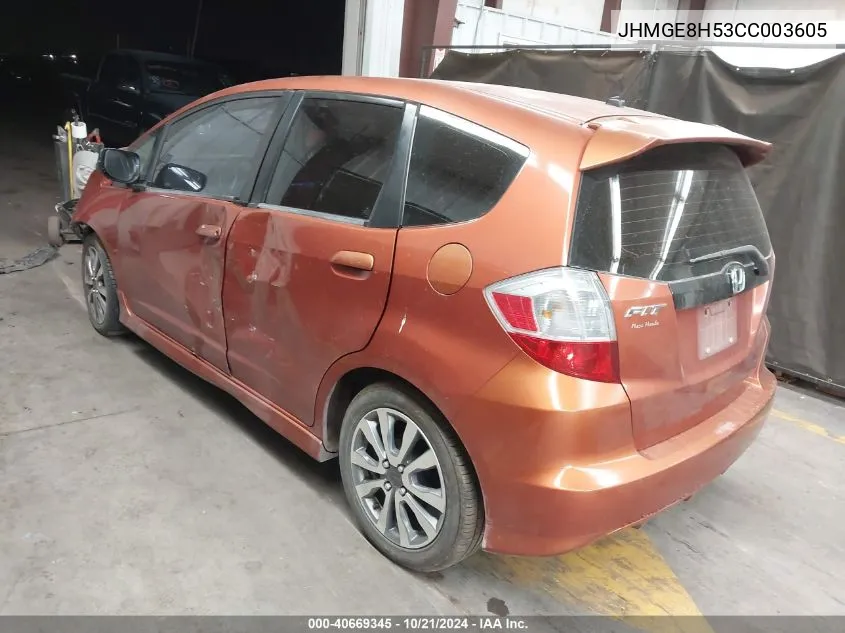 JHMGE8H53CC003605 2012 Honda Fit Sport