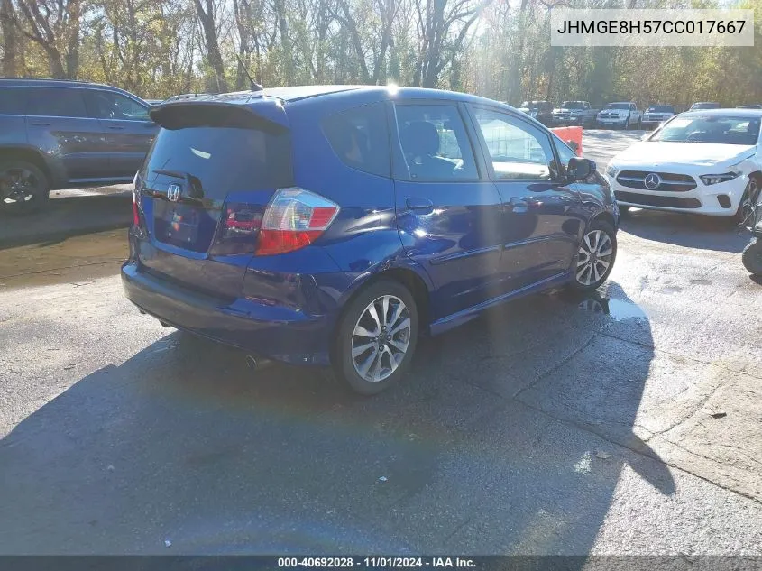 2012 Honda Fit Sport VIN: JHMGE8H57CC017667 Lot: 40692028