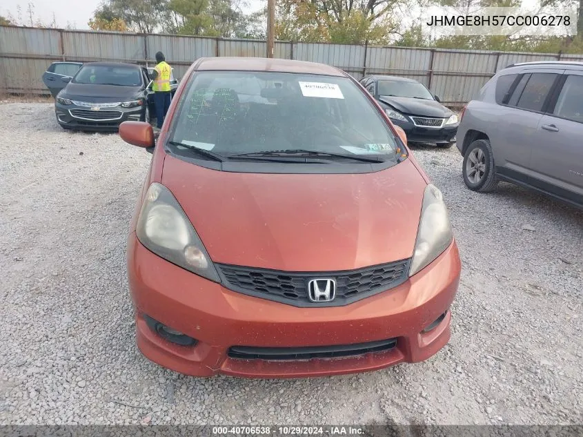 2012 Honda Fit Sport VIN: JHMGE8H57CC006278 Lot: 40706538