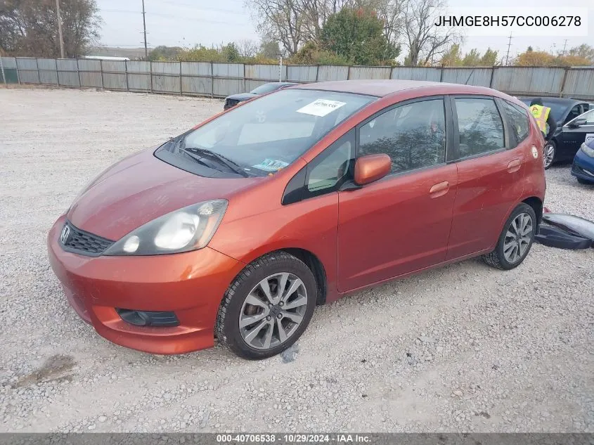 2012 Honda Fit Sport VIN: JHMGE8H57CC006278 Lot: 40706538