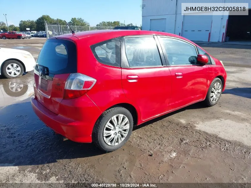 2012 Honda Fit VIN: JHMGE8H32CS005818 Lot: 40729798