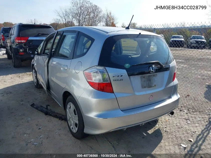 2012 Honda Fit VIN: JHMGE8H34CC028799 Lot: 40736568