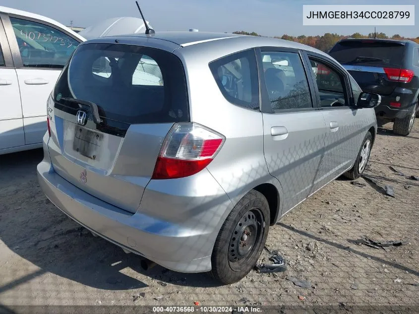 2012 Honda Fit VIN: JHMGE8H34CC028799 Lot: 40736568