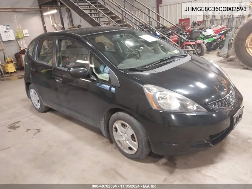 2012 Honda Fit VIN: JHMGE8G36CC002593 Lot: 40762594