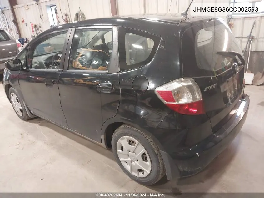 2012 Honda Fit VIN: JHMGE8G36CC002593 Lot: 40762594