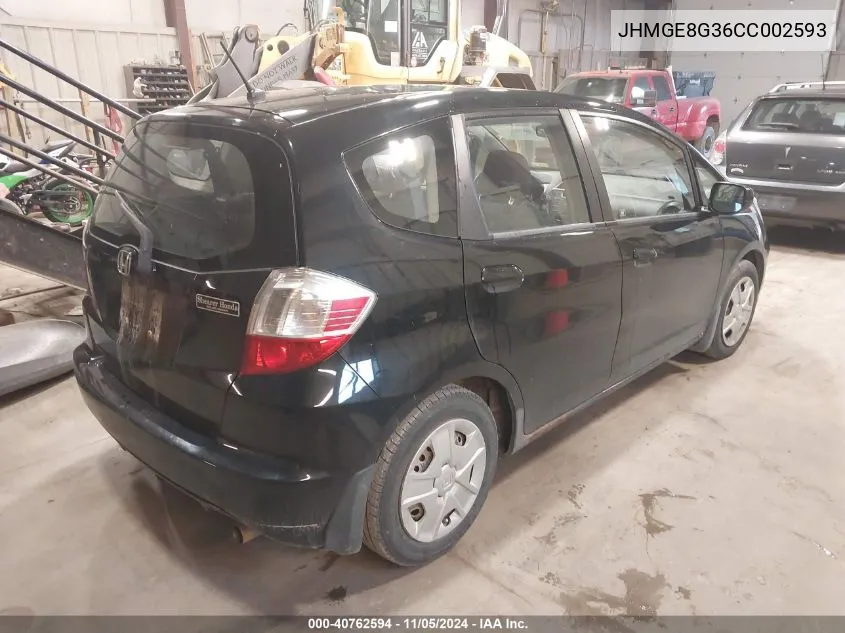 2012 Honda Fit VIN: JHMGE8G36CC002593 Lot: 40762594