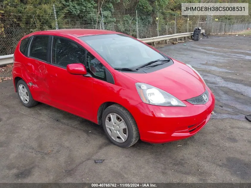 2012 Honda Fit VIN: JHMGE8H38CS008531 Lot: 40765762