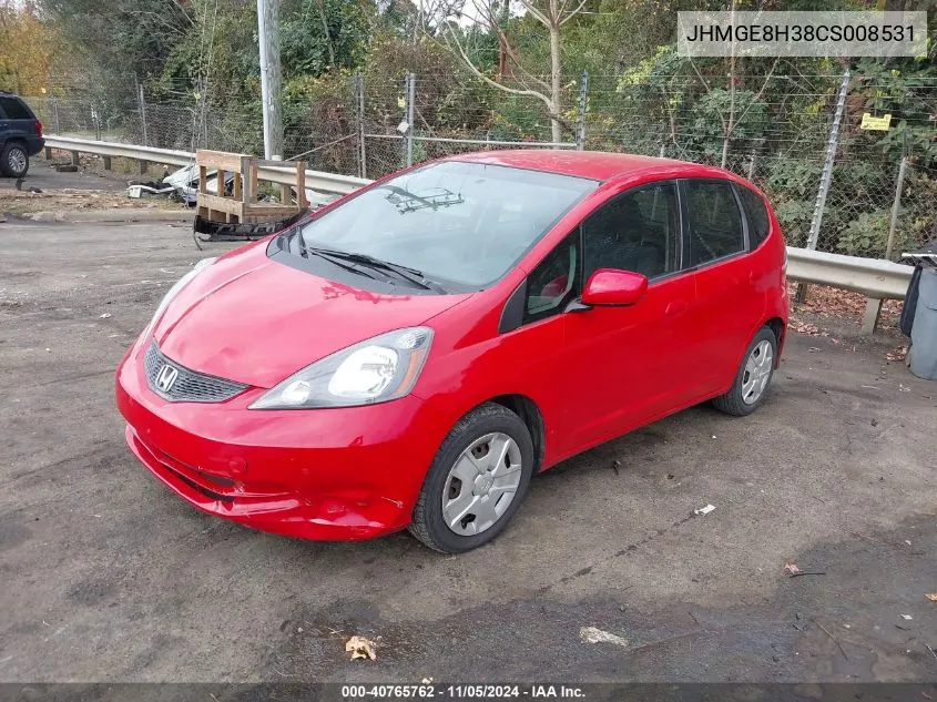 2012 Honda Fit VIN: JHMGE8H38CS008531 Lot: 40765762