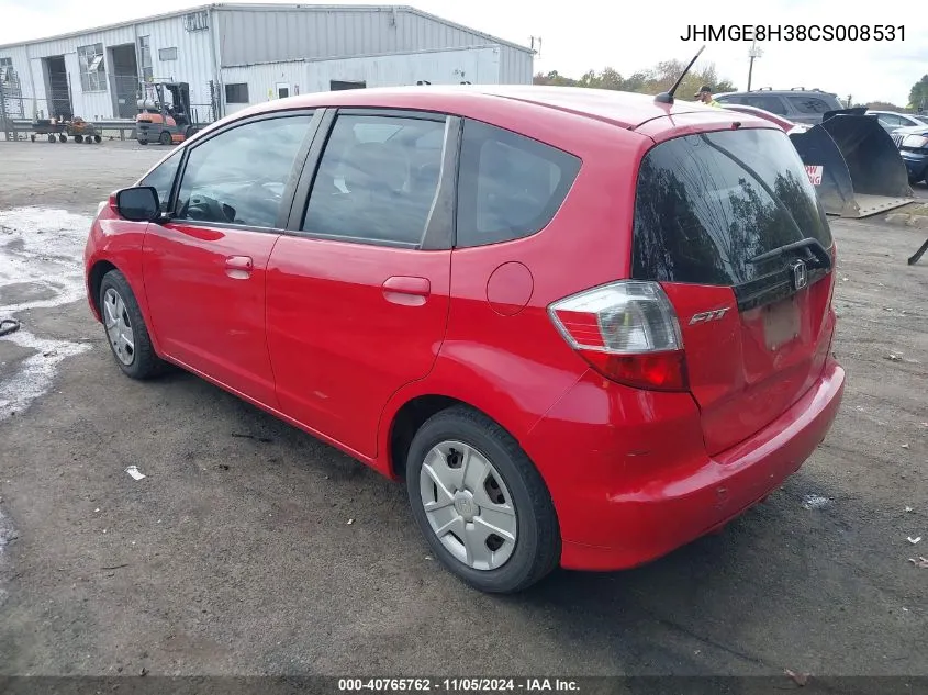 2012 Honda Fit VIN: JHMGE8H38CS008531 Lot: 40765762