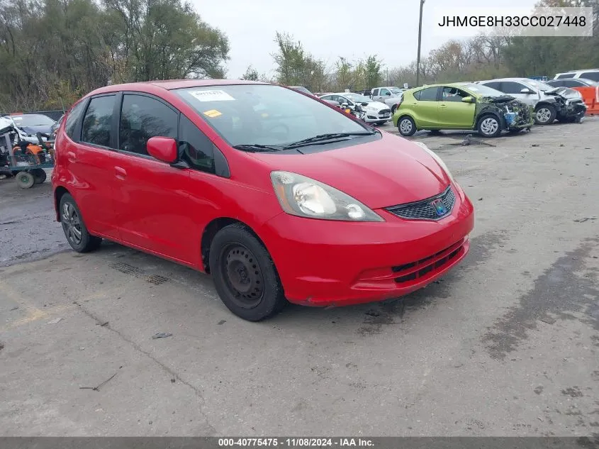 2012 Honda Fit VIN: JHMGE8H33CC027448 Lot: 40775475