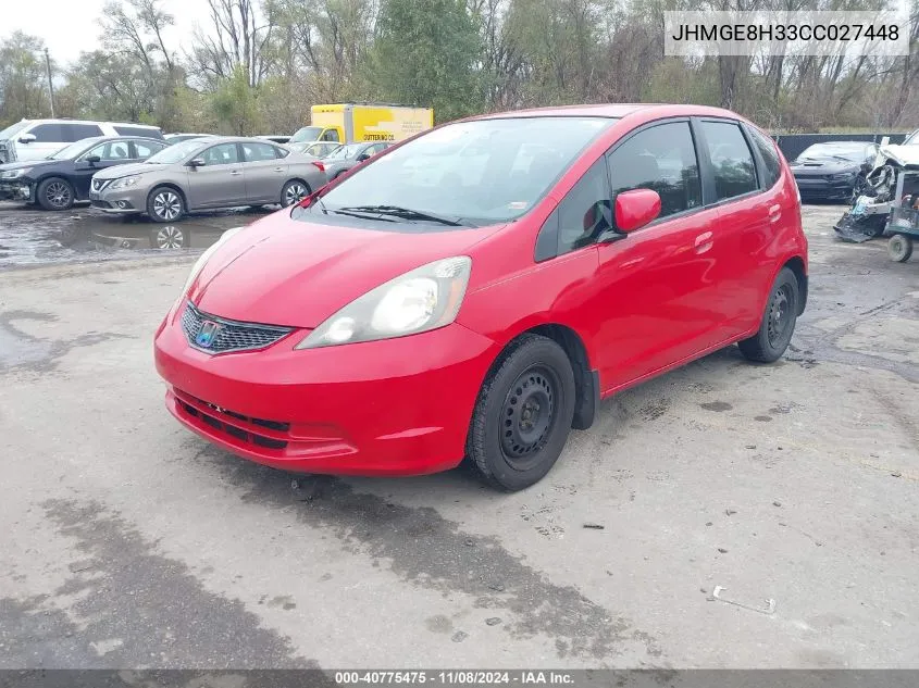 2012 Honda Fit VIN: JHMGE8H33CC027448 Lot: 40775475