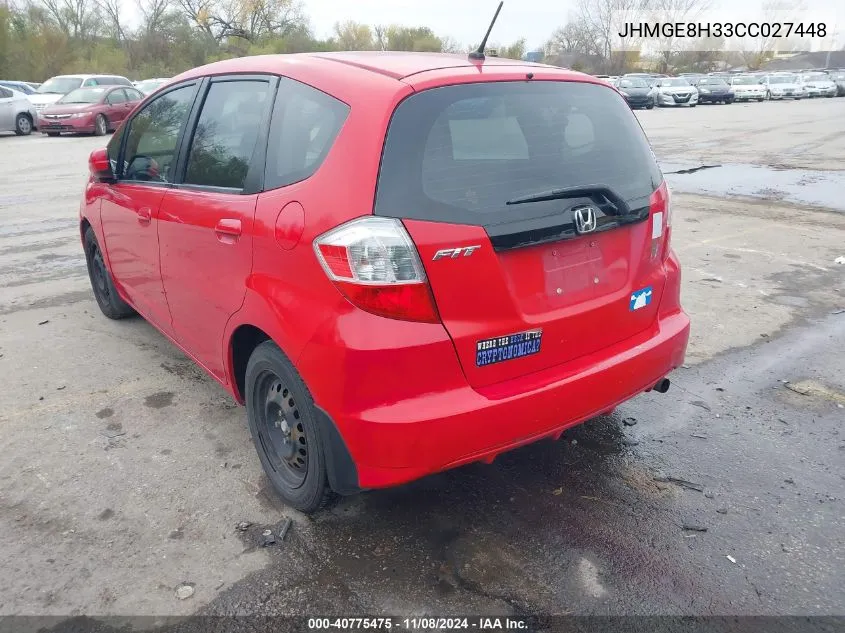 2012 Honda Fit VIN: JHMGE8H33CC027448 Lot: 40775475