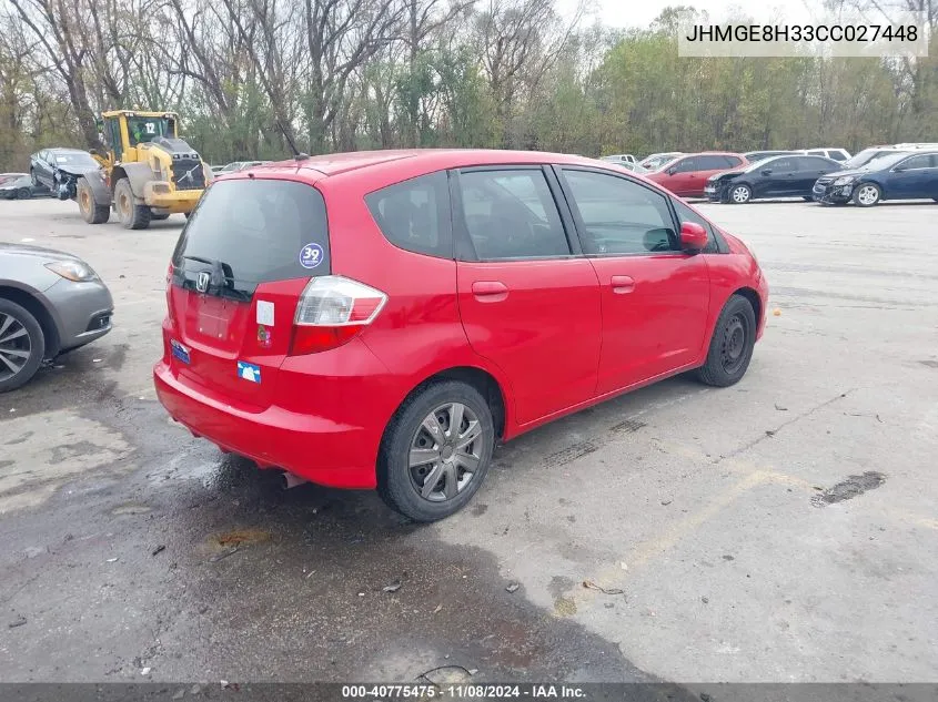 2012 Honda Fit VIN: JHMGE8H33CC027448 Lot: 40775475