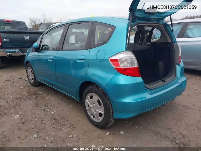 2012 Honda Fit VIN: JHMGE8H37CC021359 Lot: 40800729