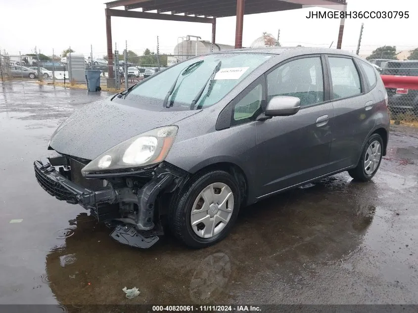 2012 Honda Fit VIN: JHMGE8H36CC030795 Lot: 40820061