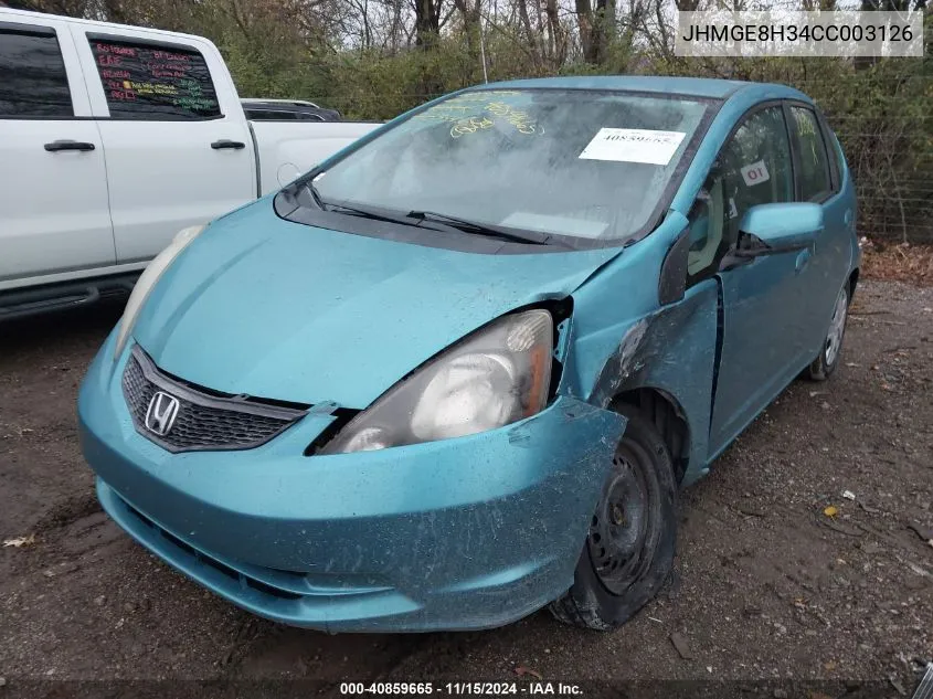 2012 Honda Fit VIN: JHMGE8H34CC003126 Lot: 40859665