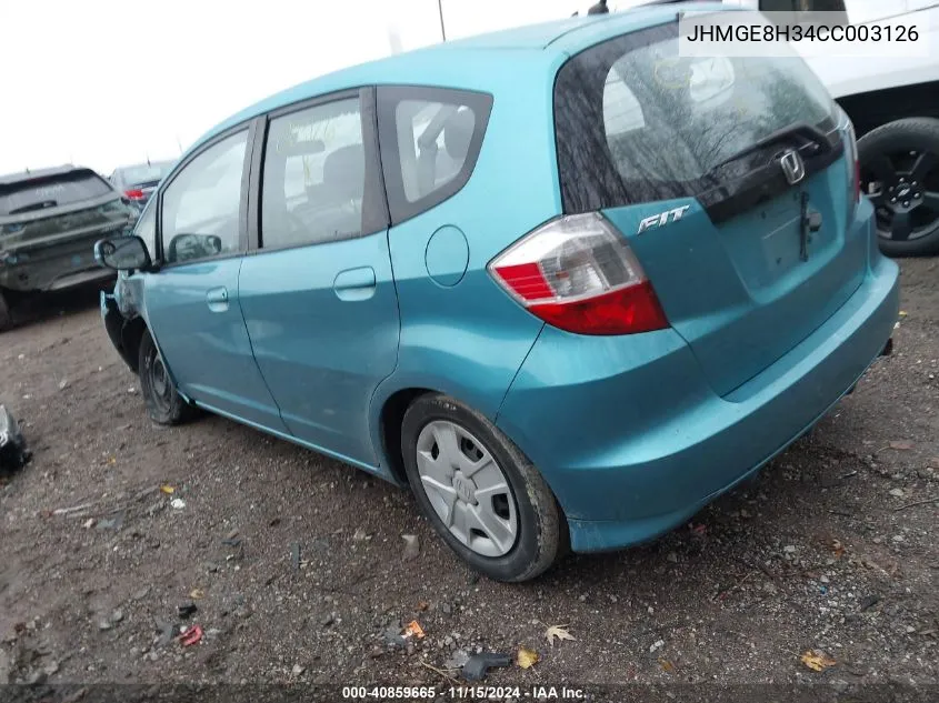 2012 Honda Fit VIN: JHMGE8H34CC003126 Lot: 40859665