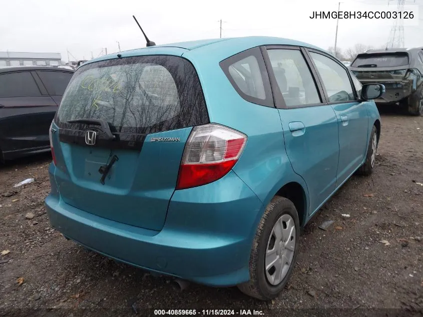 2012 Honda Fit VIN: JHMGE8H34CC003126 Lot: 40859665