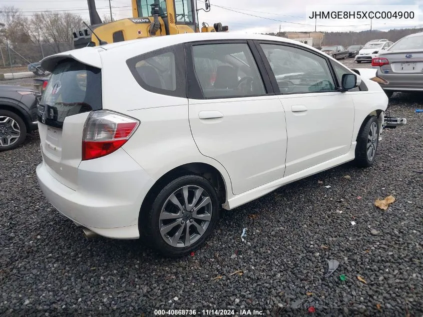 2012 Honda Fit Sport VIN: JHMGE8H5XCC004900 Lot: 40868736