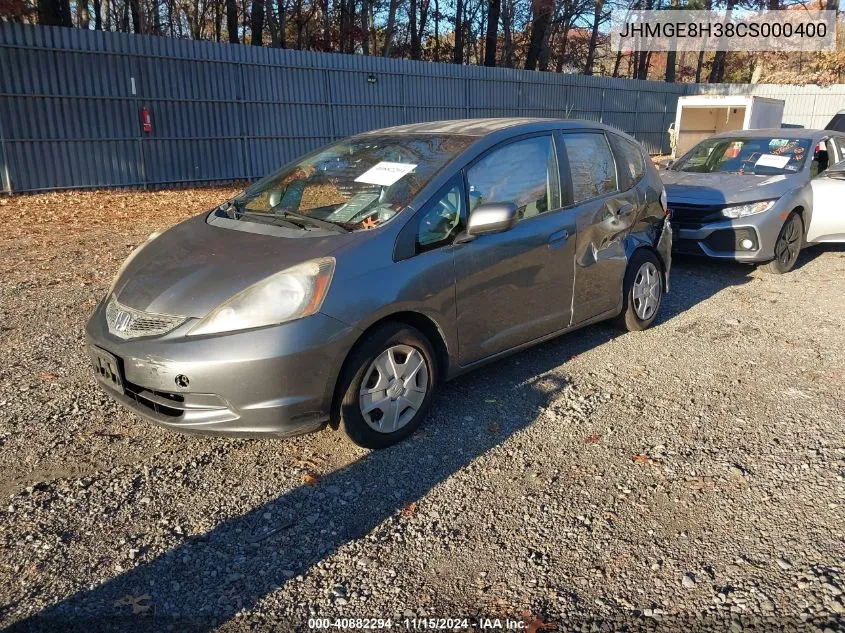 2012 Honda Fit VIN: JHMGE8H38CS000400 Lot: 40882294