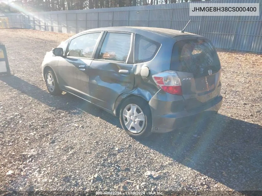 2012 Honda Fit VIN: JHMGE8H38CS000400 Lot: 40882294