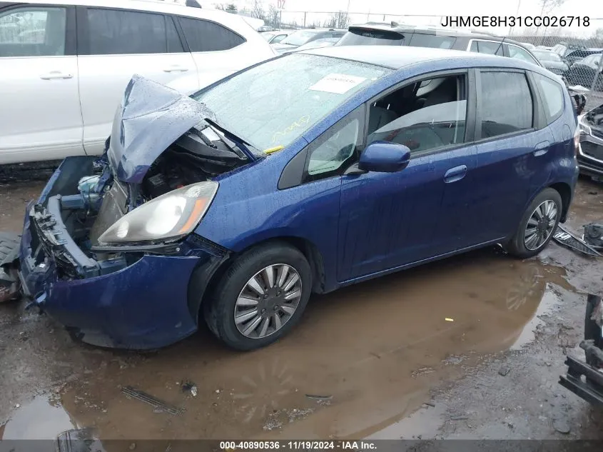 2012 Honda Fit VIN: JHMGE8H31CC026718 Lot: 40890536