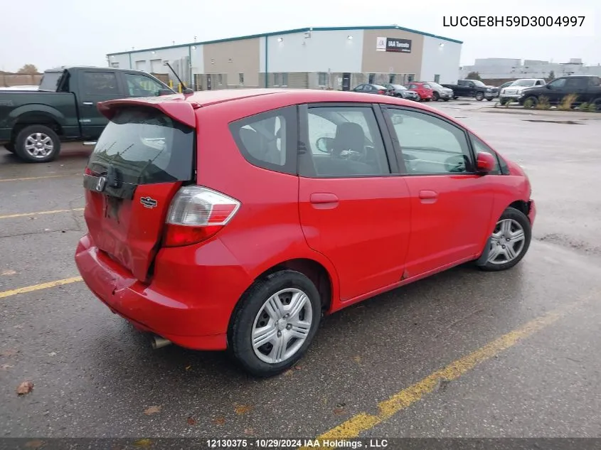 2013 Honda Fit VIN: LUCGE8H59D3004997 Lot: 12130375