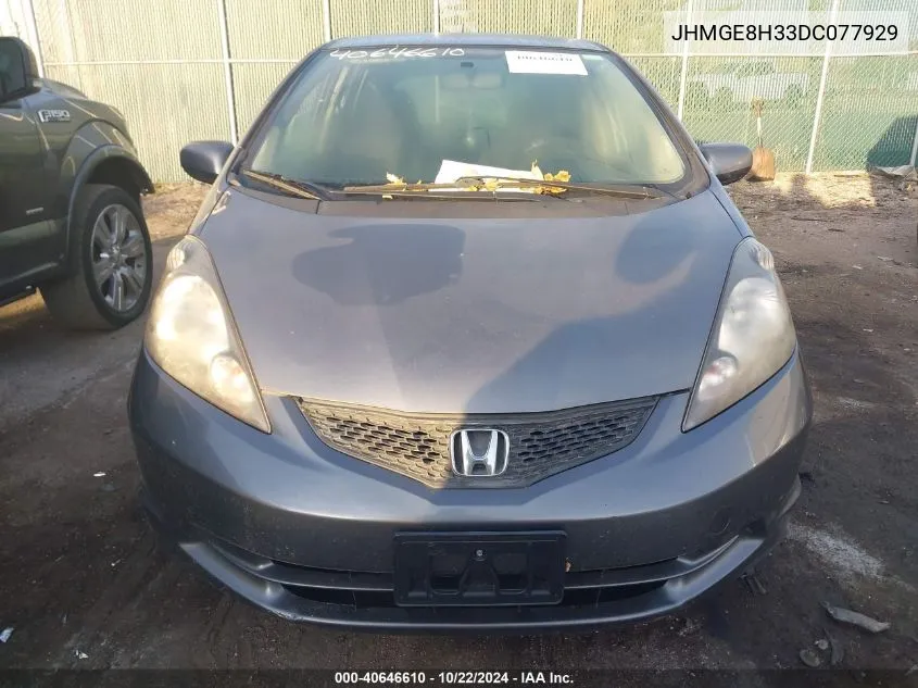 2013 Honda Fit VIN: JHMGE8H33DC077929 Lot: 40646610