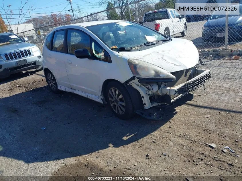 2013 Honda Fit Sport VIN: JHMGE8H51DC072326 Lot: 40733223