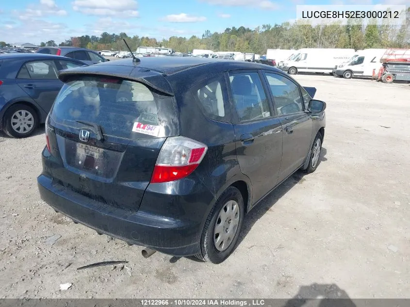 2014 Honda Fit VIN: LUCGE8H52E3000212 Lot: 12122966