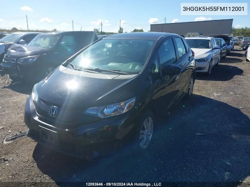 2015 Honda Fit VIN: 3HGGK5H55FM112001 Lot: 12093646