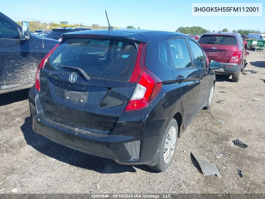 2015 Honda Fit VIN: 3HGGK5H55FM112001 Lot: 12093646