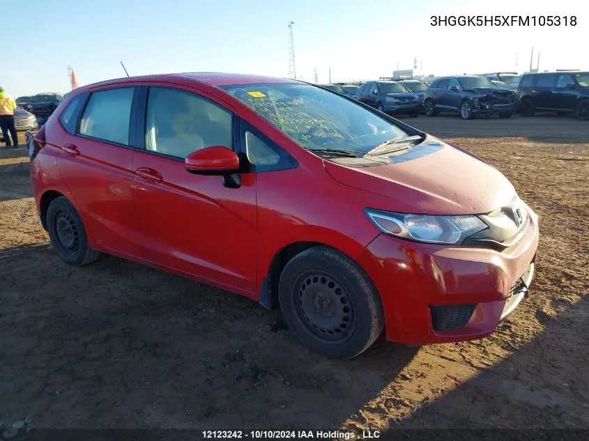 2015 Honda Fit VIN: 3HGGK5H5XFM105318 Lot: 12123242