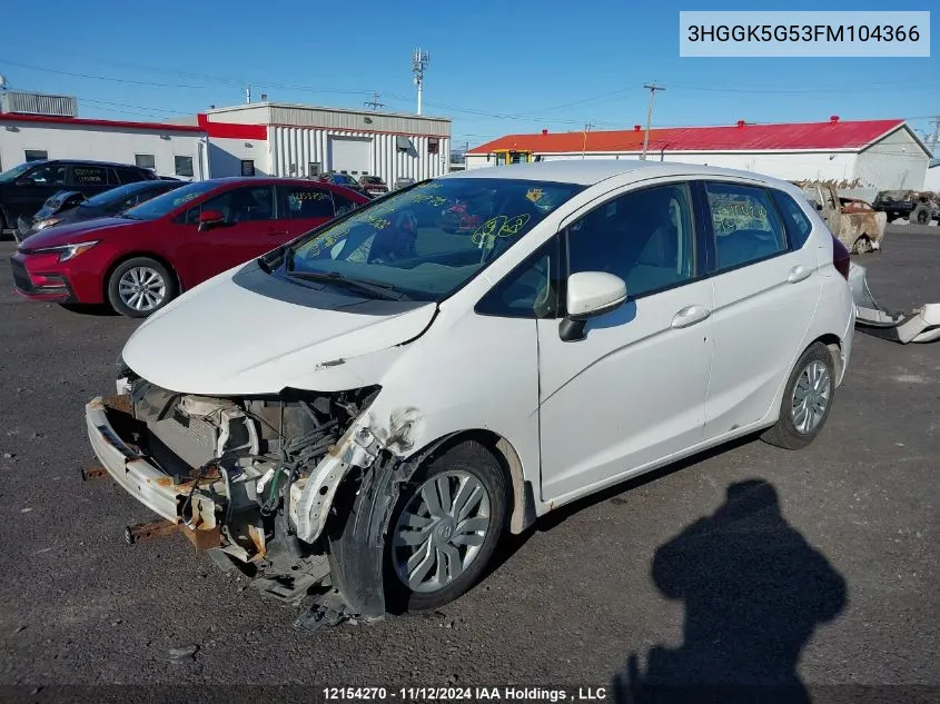 2015 Honda Fit VIN: 3HGGK5G53FM104366 Lot: 12154270