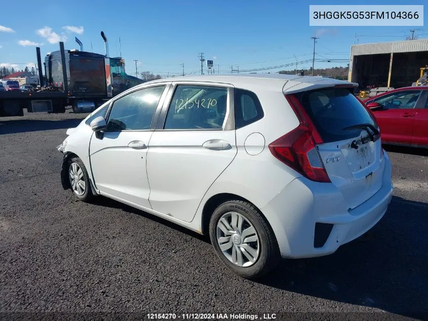 2015 Honda Fit VIN: 3HGGK5G53FM104366 Lot: 12154270