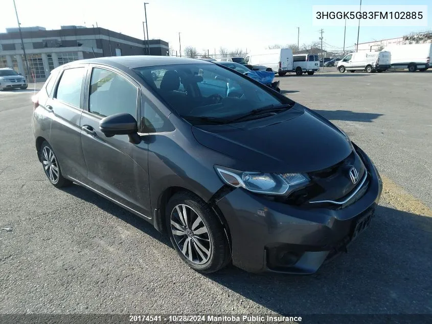 2015 Honda Fit Ex VIN: 3HGGK5G83FM102885 Lot: 20174541