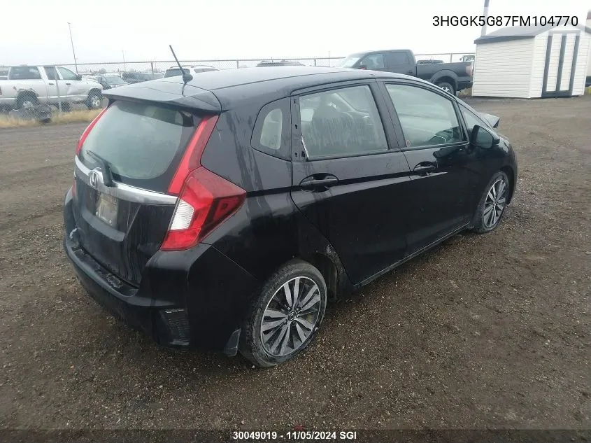 2015 Honda Fit Ex/Exl VIN: 3HGGK5G87FM104770 Lot: 30049019