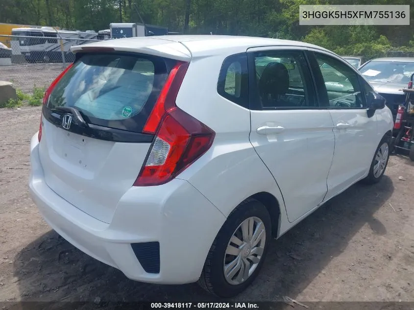 3HGGK5H5XFM755136 2015 Honda Fit Lx