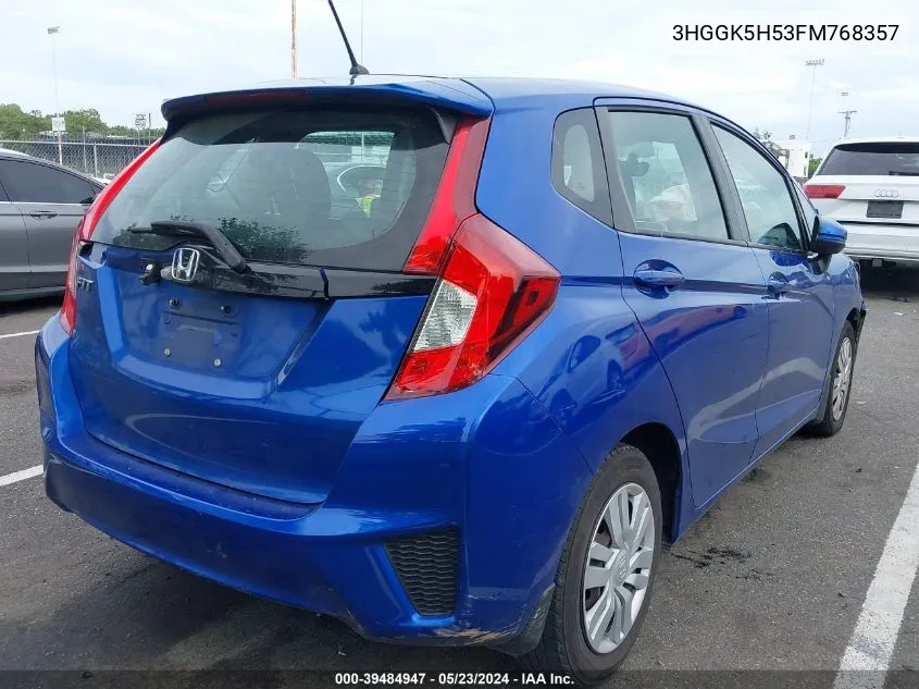 2015 Honda Fit Lx VIN: 3HGGK5H53FM768357 Lot: 39484947