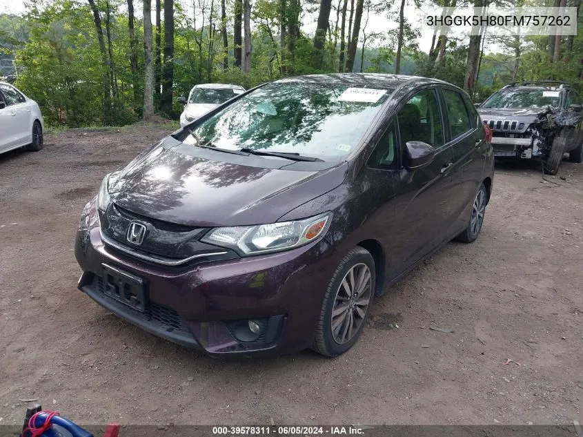 2015 Honda Fit Ex/Ex-L VIN: 3HGGK5H80FM757262 Lot: 39578311