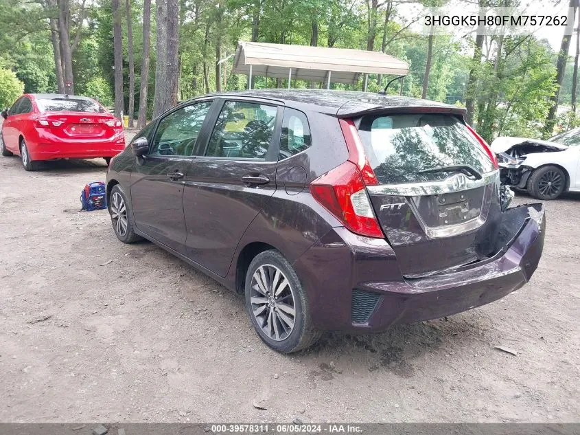 2015 Honda Fit Ex/Ex-L VIN: 3HGGK5H80FM757262 Lot: 39578311