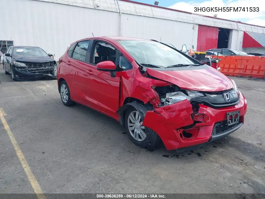 2015 Honda Fit Lx VIN: 3HGGK5H55FM741533 Lot: 39636259