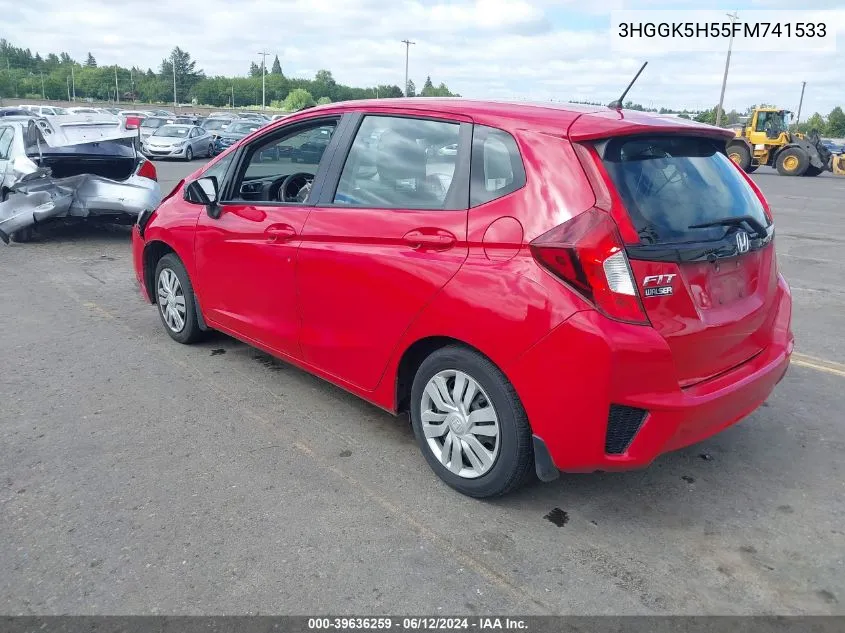 2015 Honda Fit Lx VIN: 3HGGK5H55FM741533 Lot: 39636259