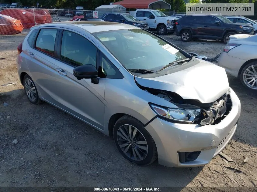 2015 Honda Fit Ex/Ex-L VIN: 3HGGK5H81FM721788 Lot: 39676043