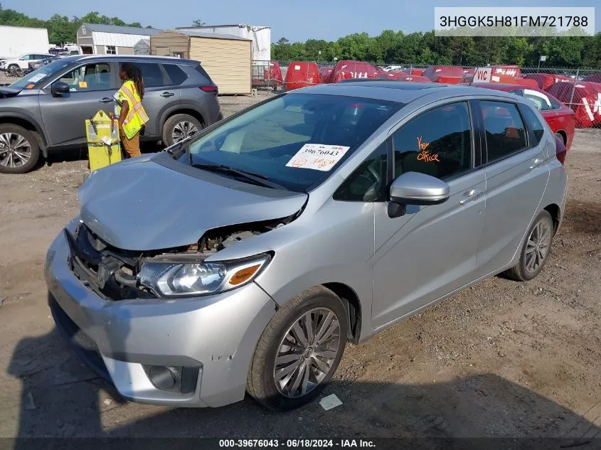 2015 Honda Fit Ex/Ex-L VIN: 3HGGK5H81FM721788 Lot: 39676043